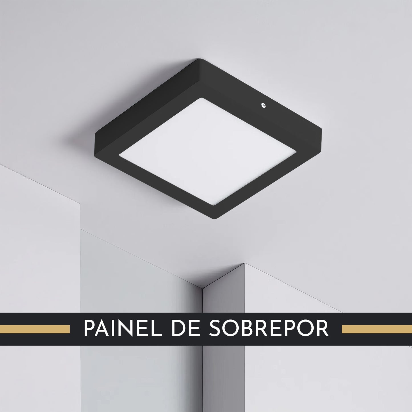 Painel LED Lux Black Sobrepor 24W 6500K Quadrado